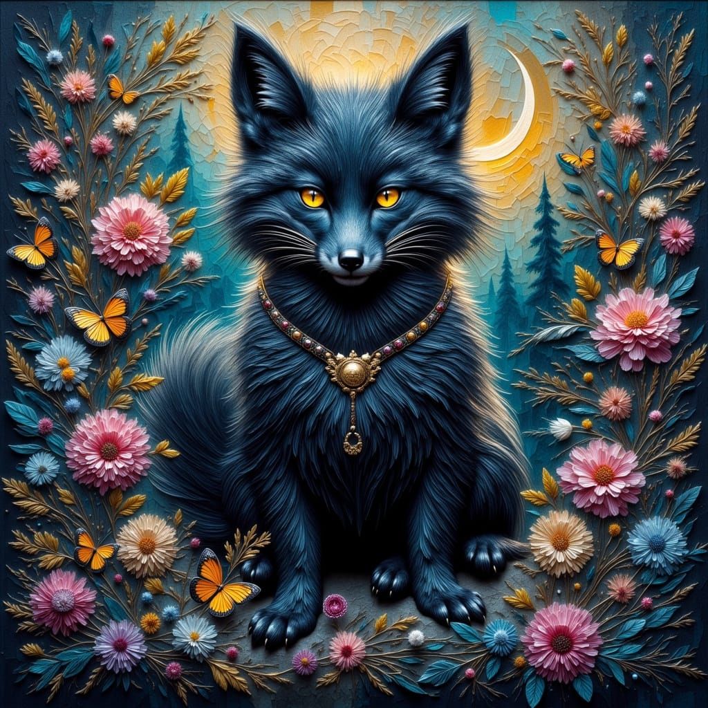 <lora:Empaste:1.0> EPIC OIL PAINTING, SPECIAL FX MAJESTIC BLACK FUR FOX