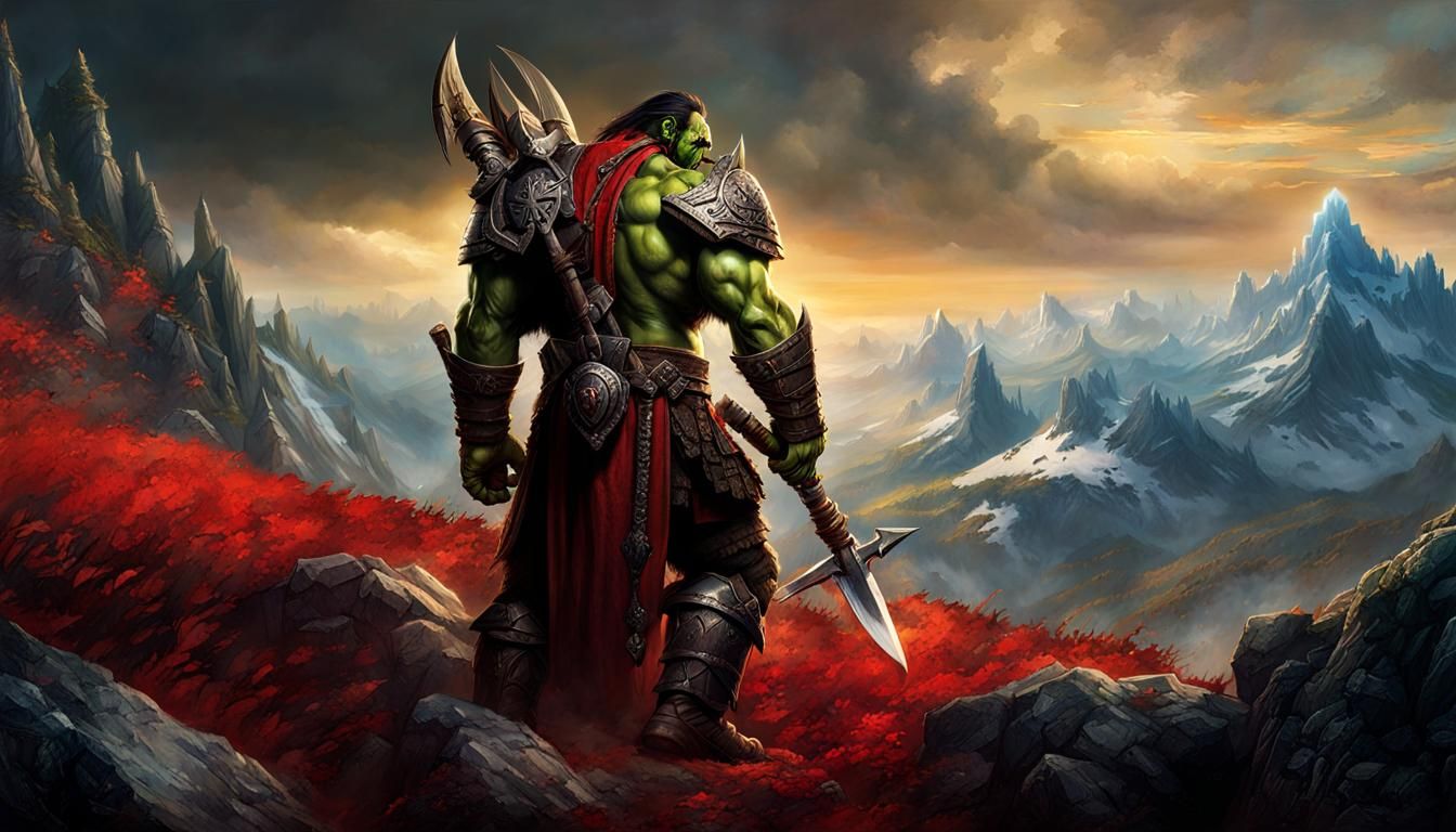 WarCraft 3 Iteration of Orc Warlord on A mountain in battle with Human ...