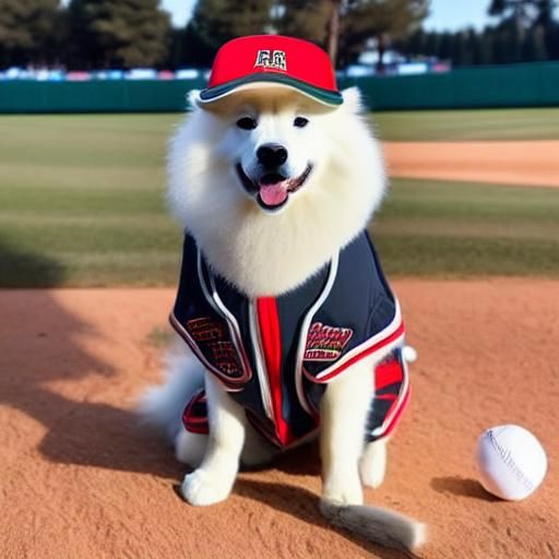 Baseball samoyed