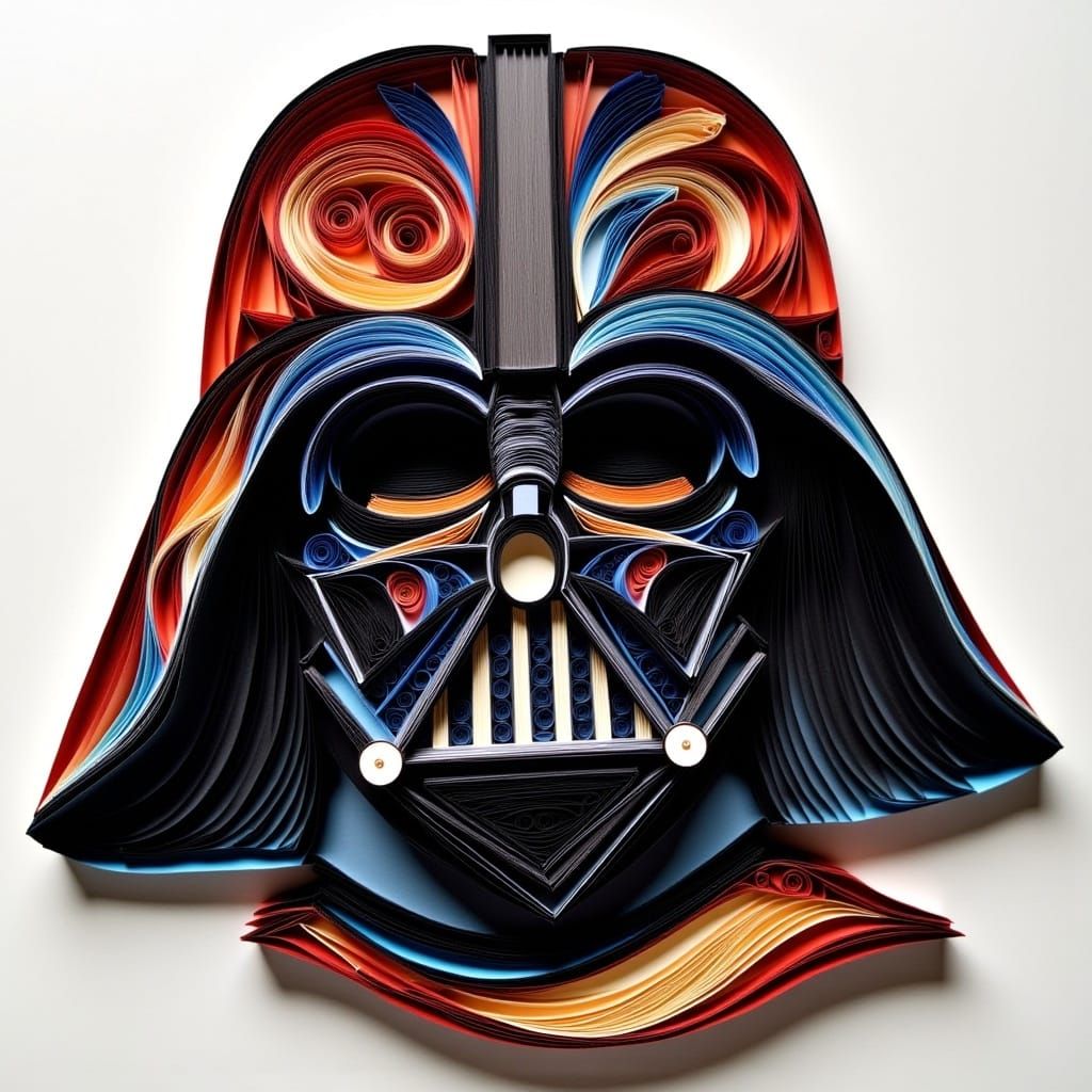 <lora:Quilling Flux:1.0> Darth Vader, quilling portrait