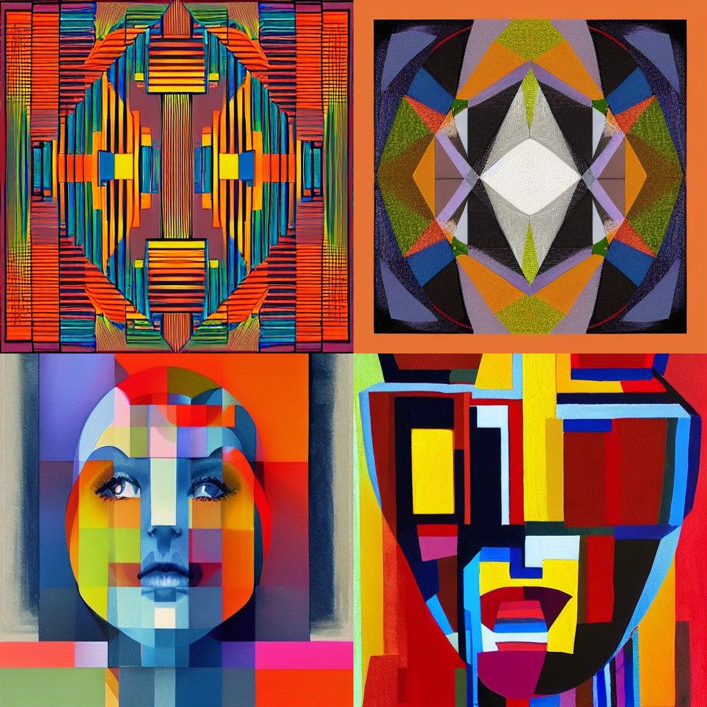 A portrait in the style of Geometric abstract art