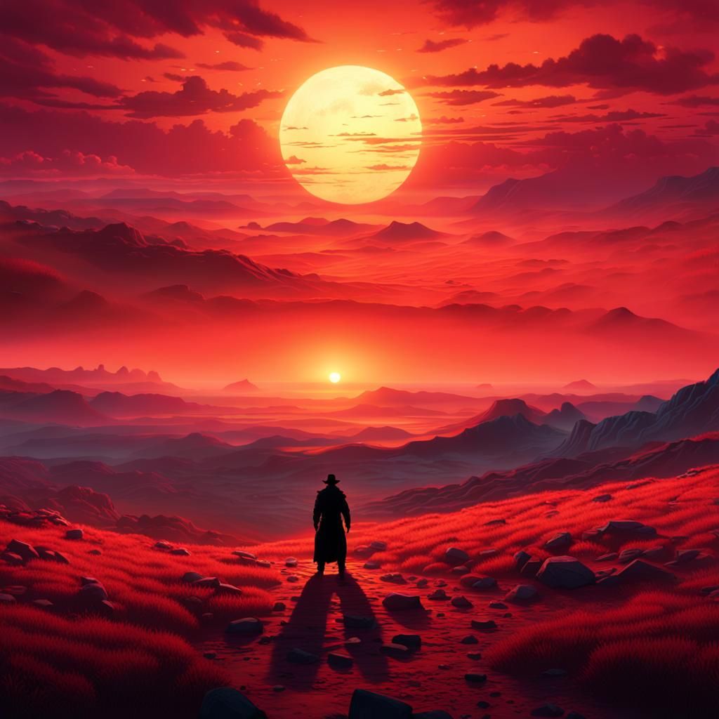 A lone figure silhouetted