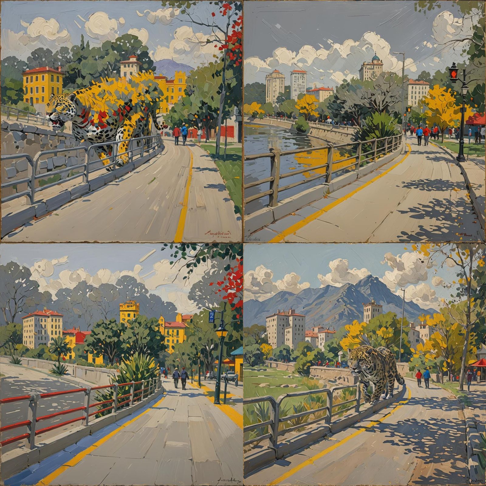 Impressionist style, Thick brushstrokes with rendered relief...