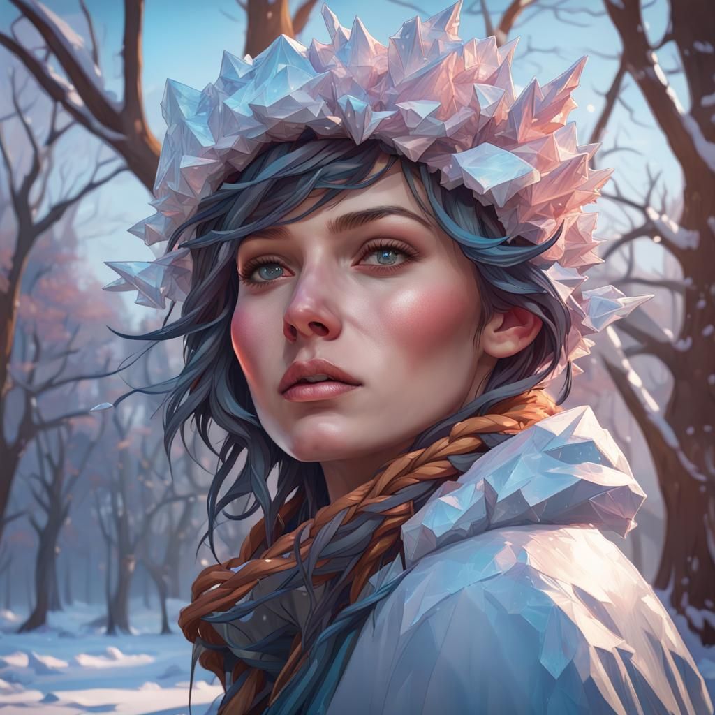 colorful trees, winter, ice - AI Generated Artwork - NightCafe Creator