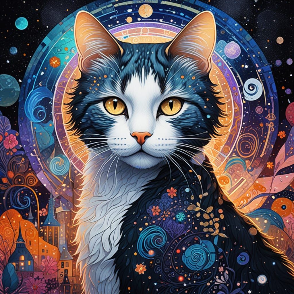 her, klimt, love, romance, cat  by @Amethystmoonsong