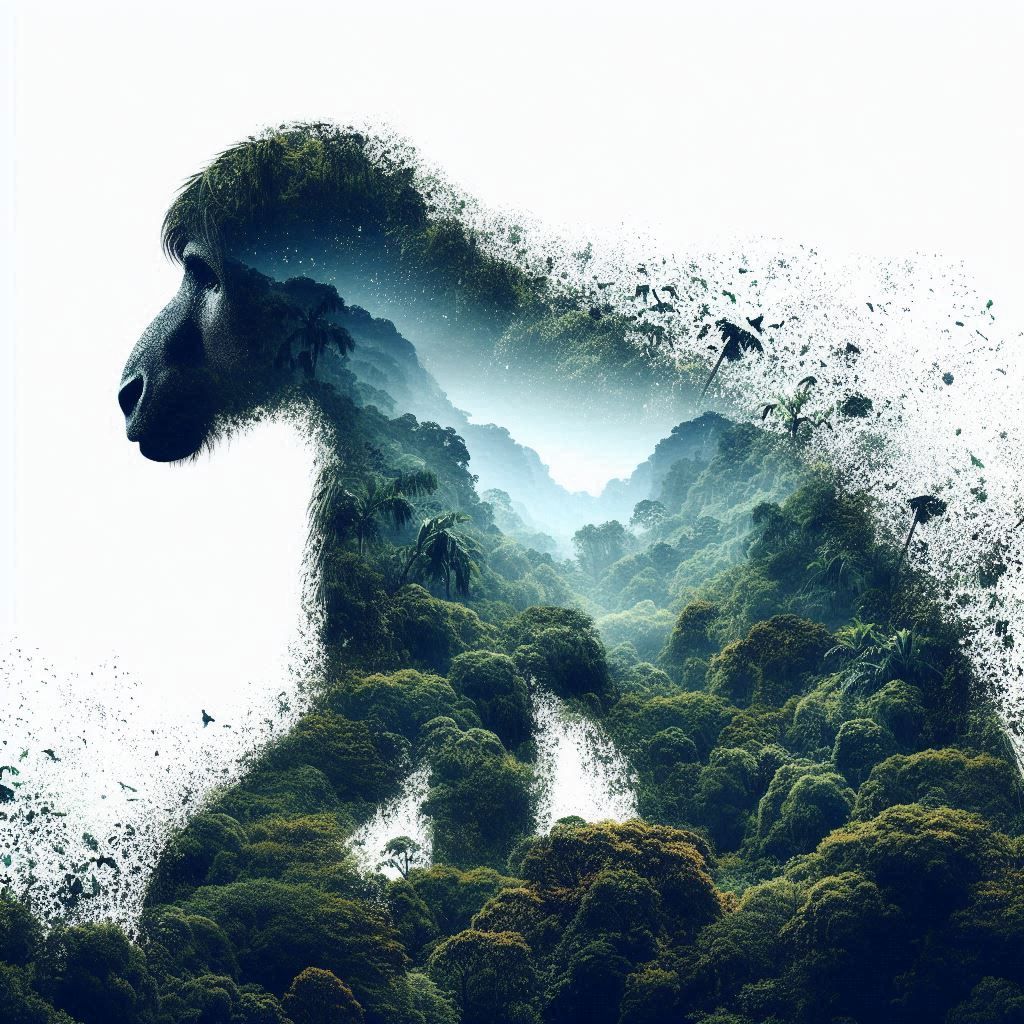 double exposure beautiful fantasy DALL-E 3 portrait landscap...