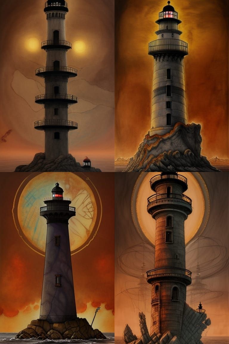 White Marble Lighthouse on Floating Island in Fantasy Art