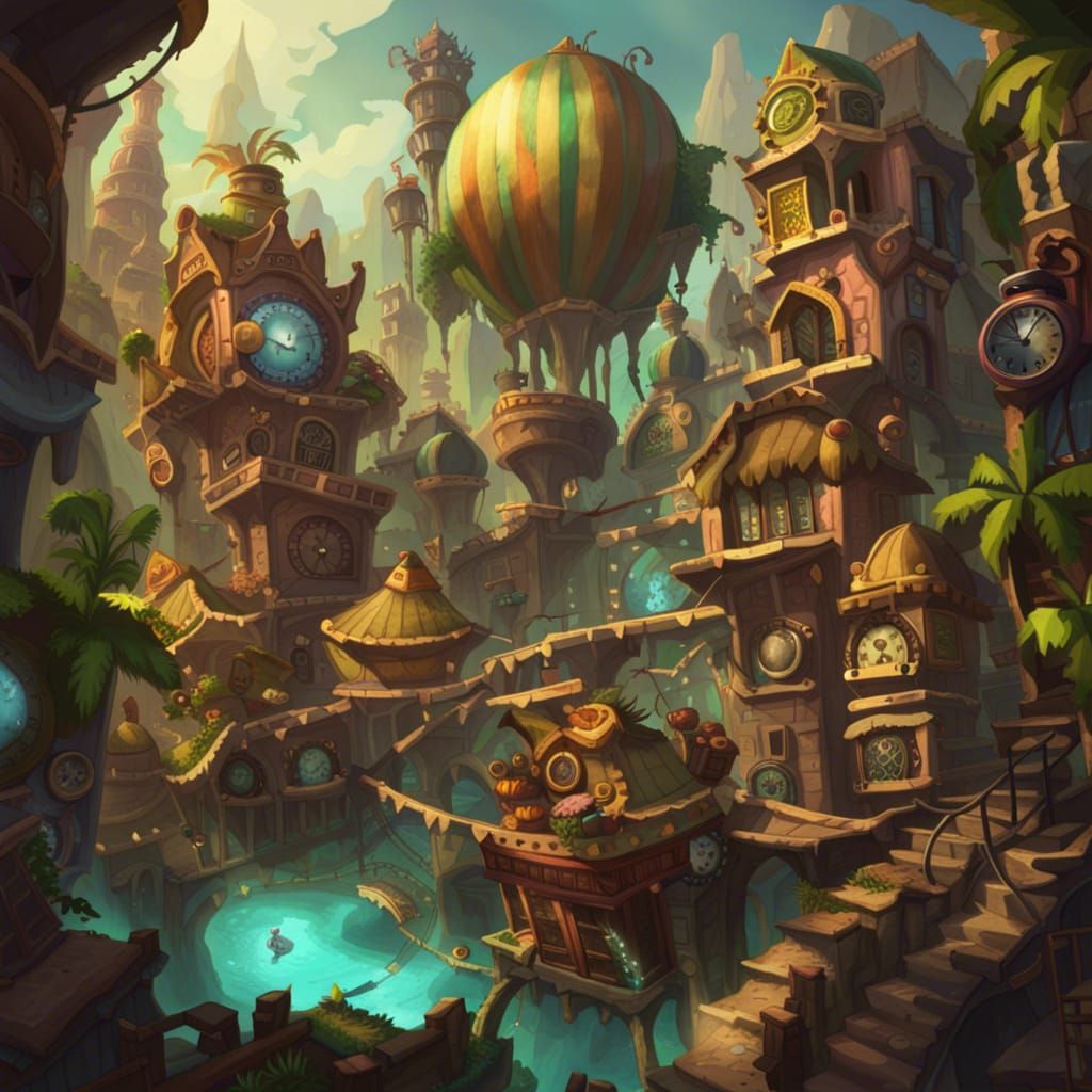 Clockwork Jungle Bazaar - AI Generated Artwork - NightCafe Creator