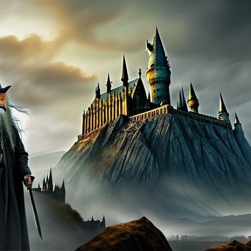 Dumboldore from Harry Potter next to Gandalf from lord of rings next to