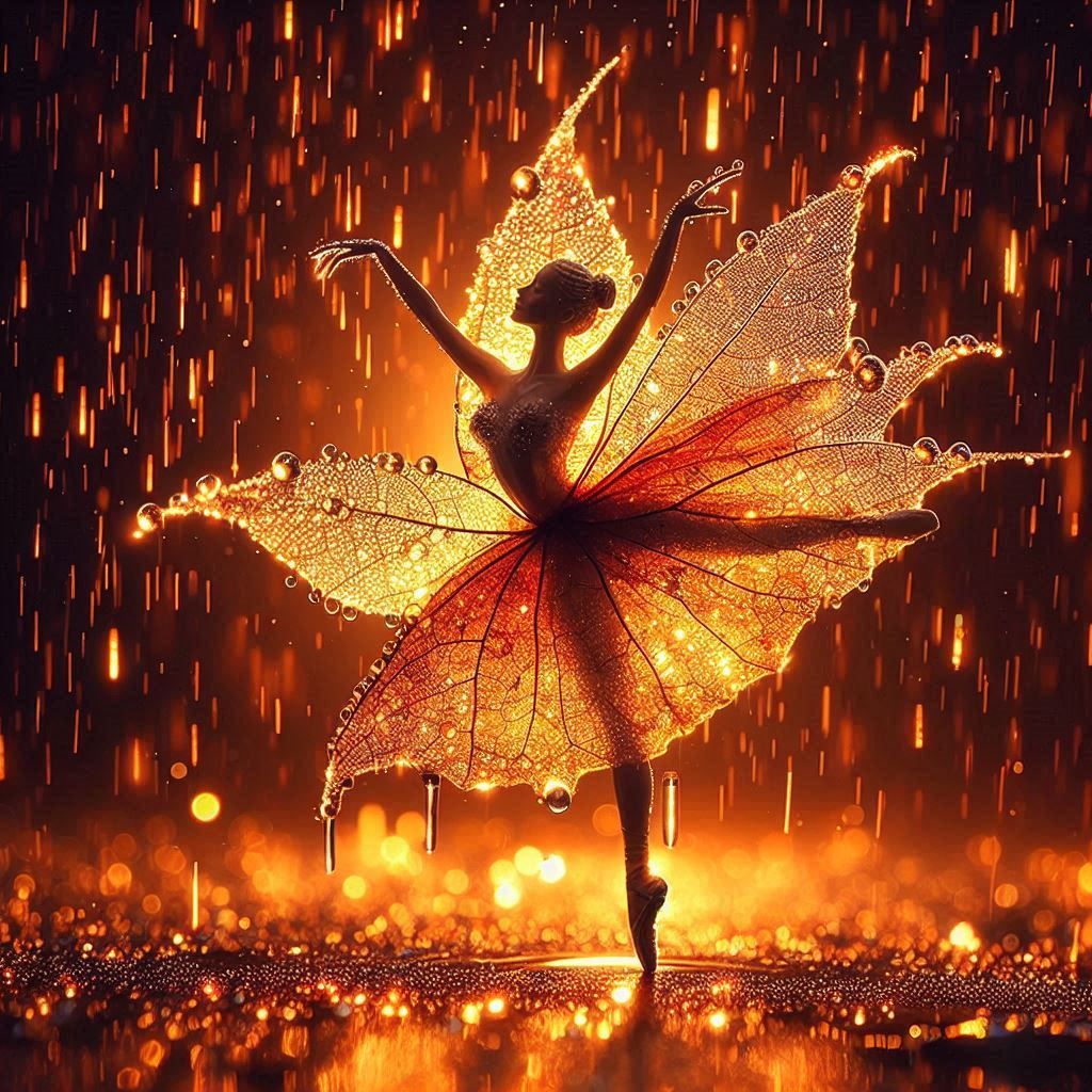 Ballerina dancer - translucent autumn leaf