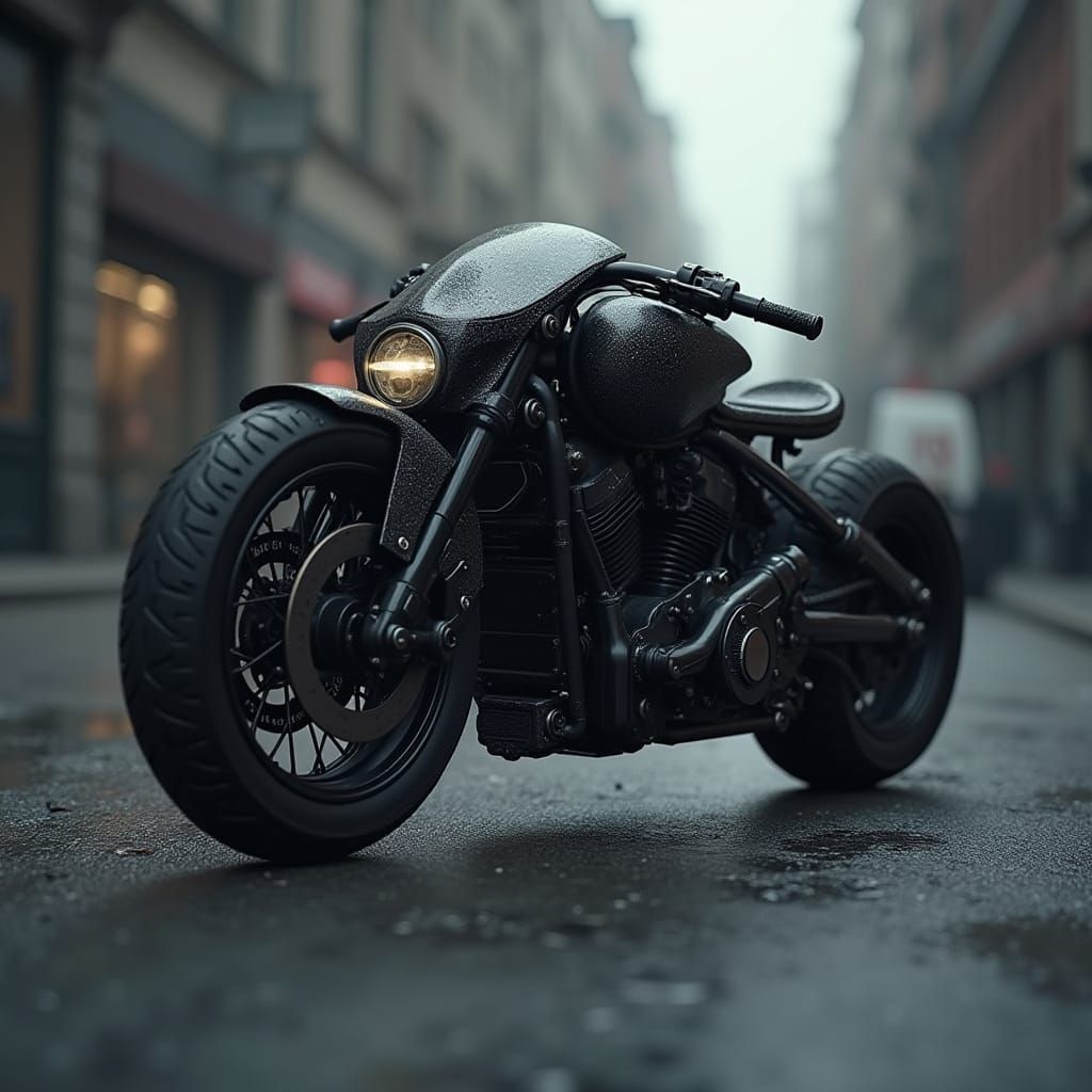 Cyberpunk Robot Motorcycle Transformation in Dark Urban Land...