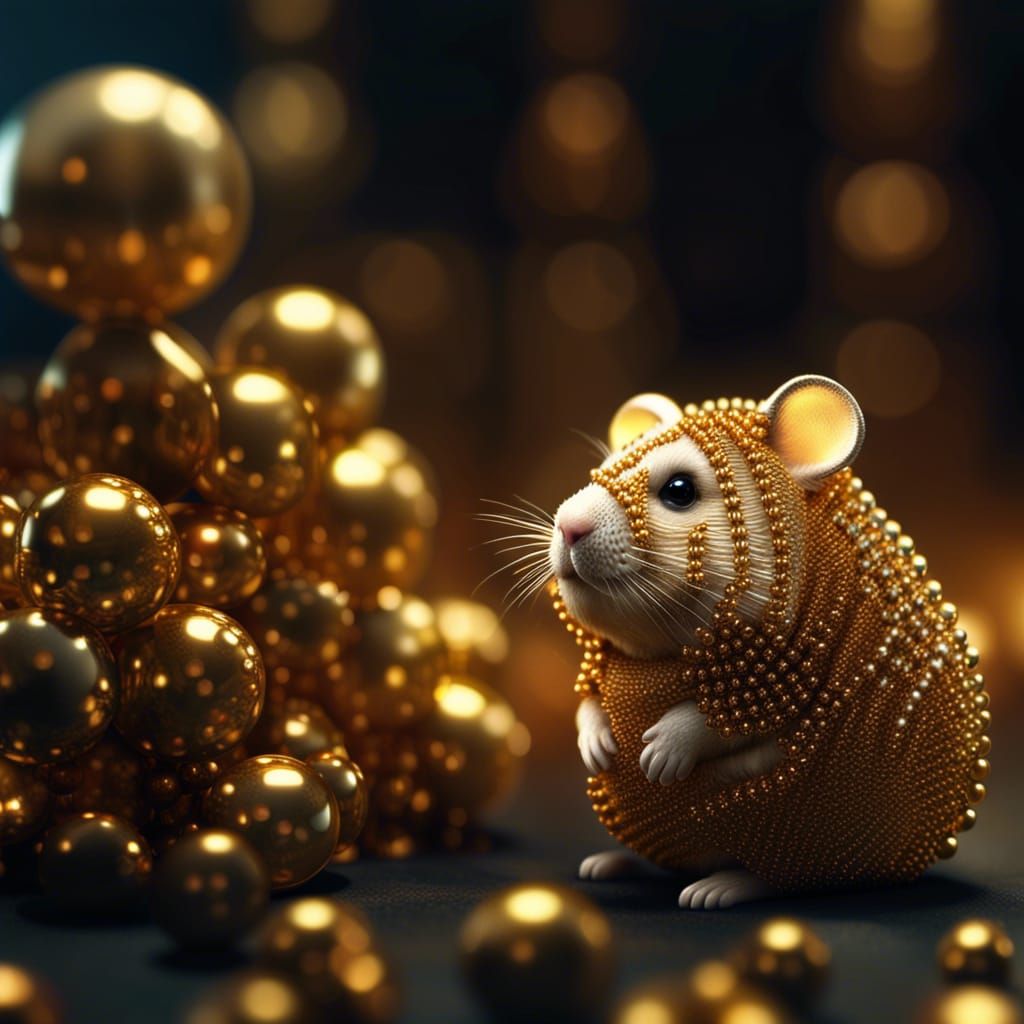 hamster made of golden beads