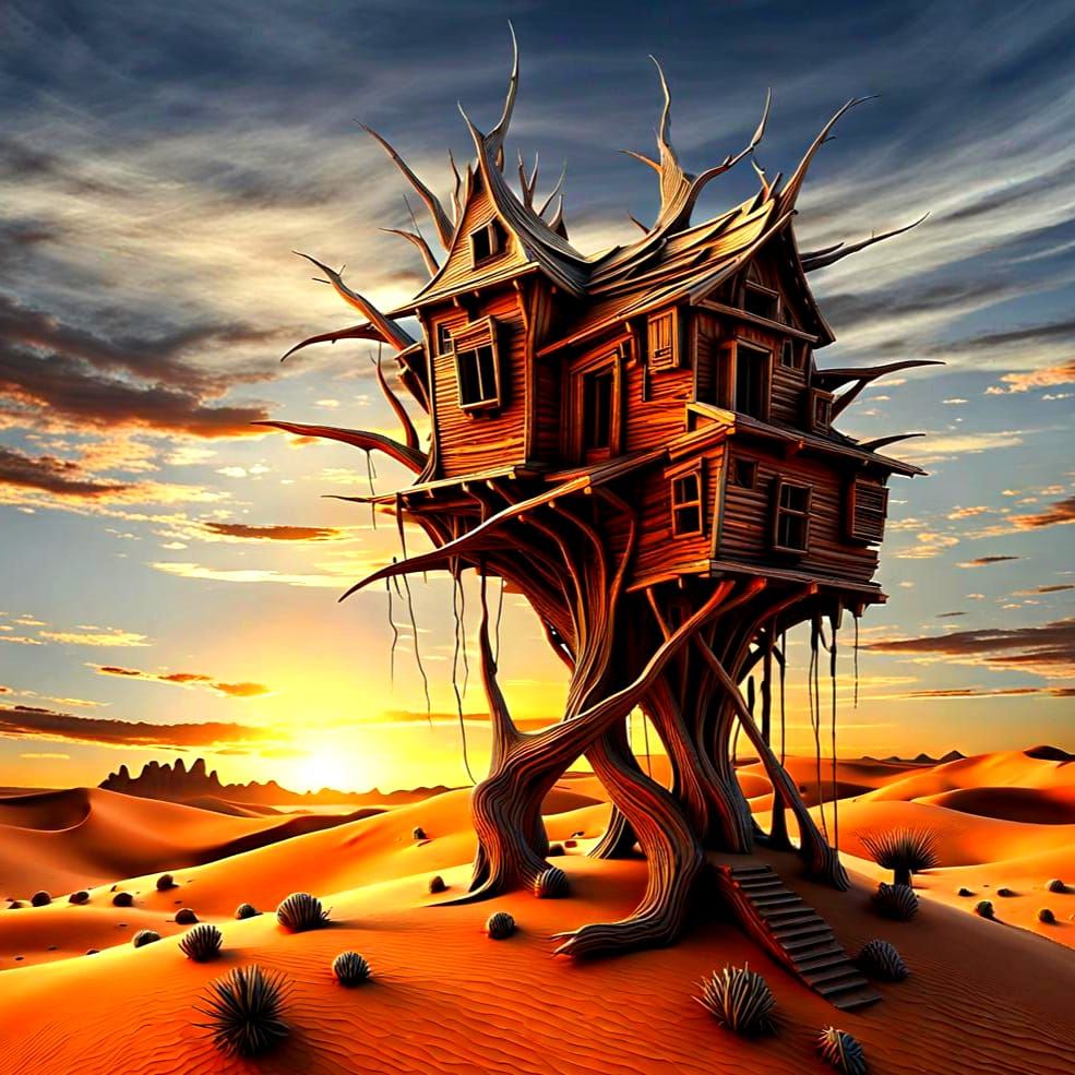 Mystical Desert Citadel at Sunset