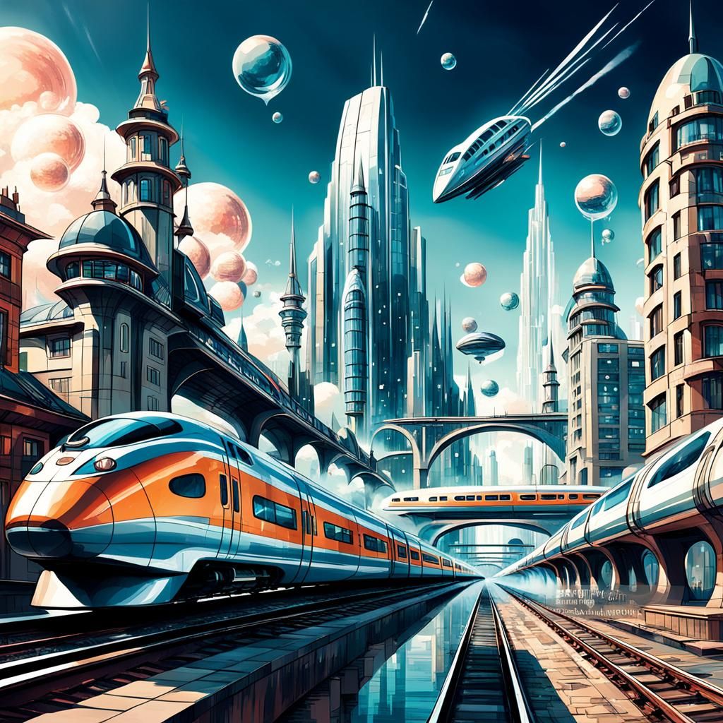 Retrofuturistic shuttle train