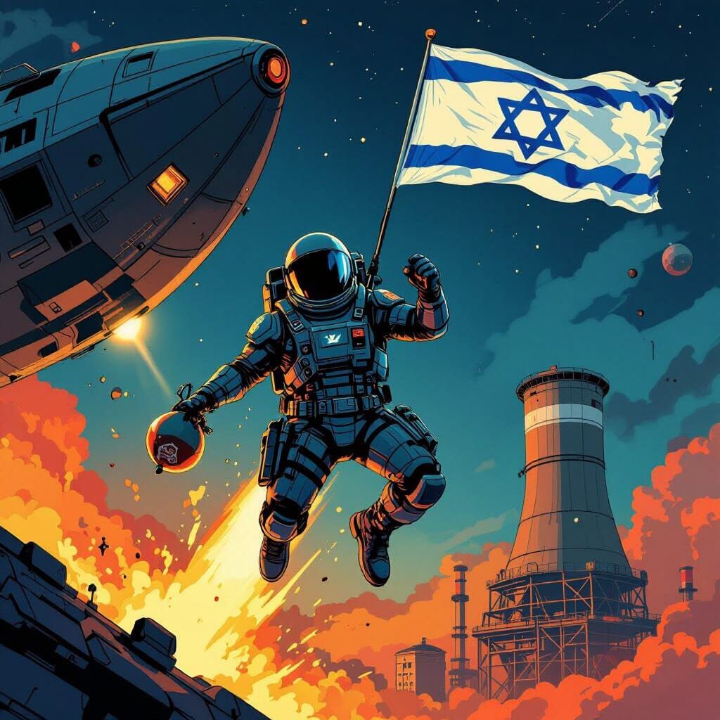 Israeli Soldier Leaps From Spaceship Onto Iranian Facility