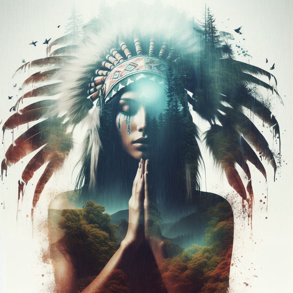 double exposure beautiful fantasy DALL-E 3 portrait landscape..