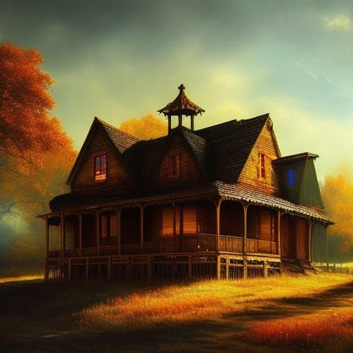 Haunted house ;

triadic colors ; light and shadows

; as pa...