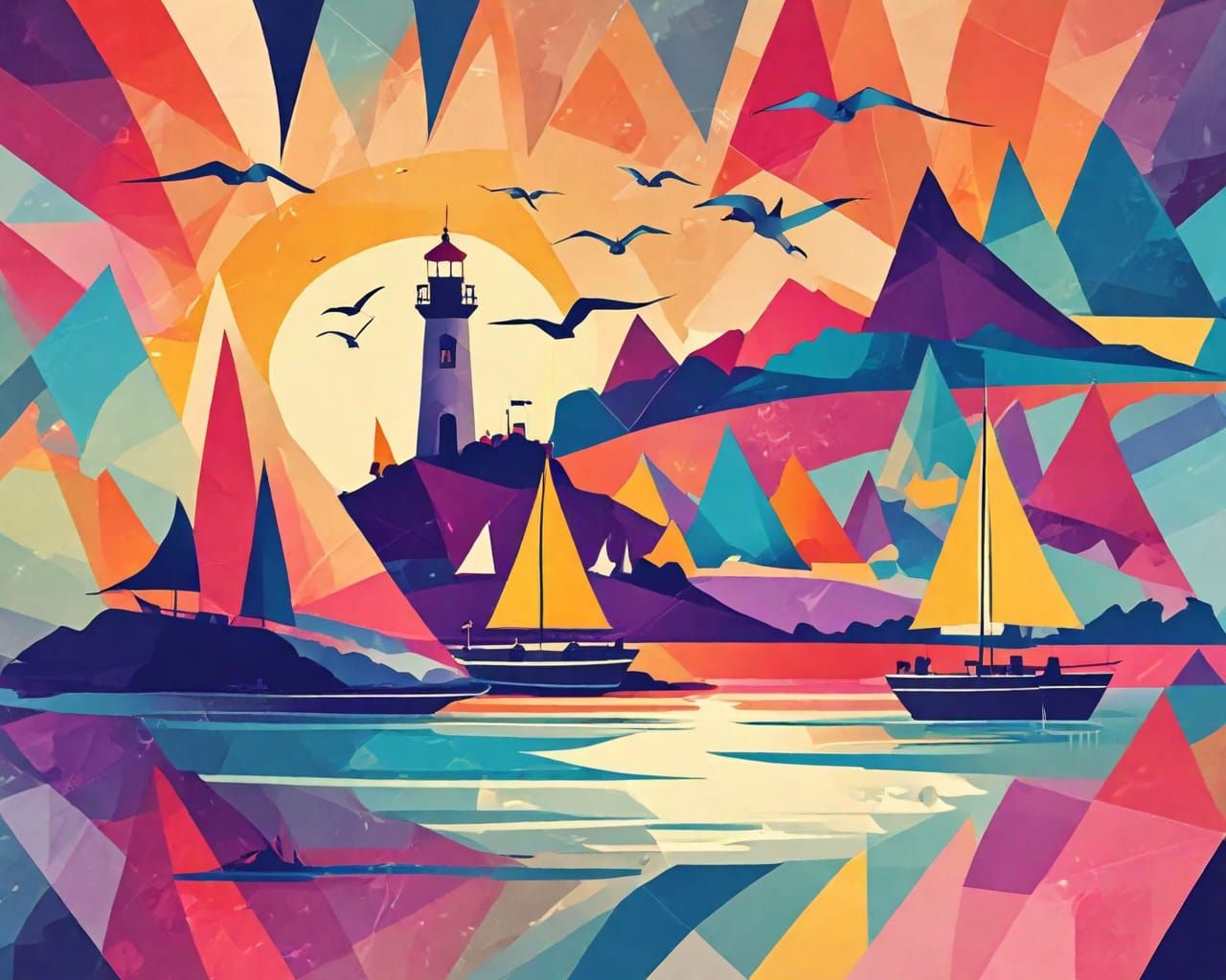 Lighthouse. Abstract scene.