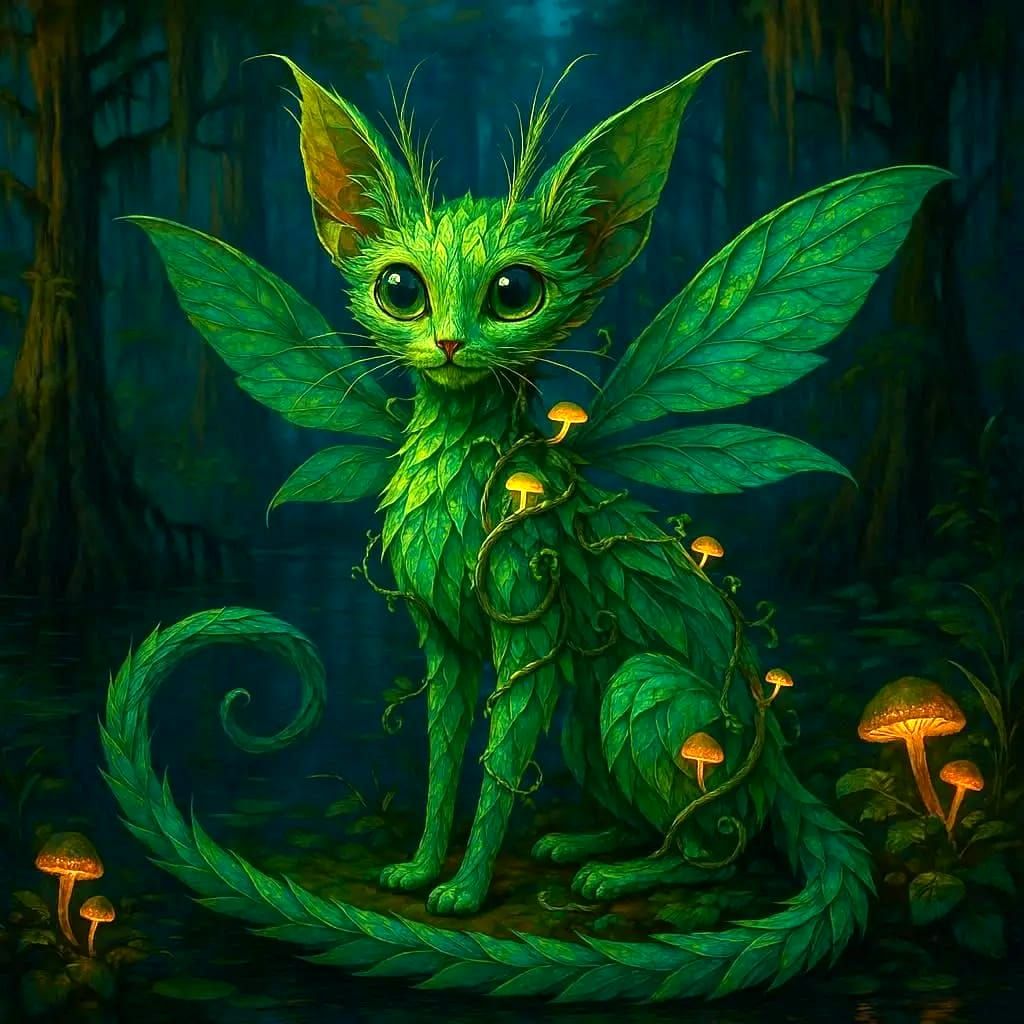 Fairy feline-plant hybrid creature  by @Alyssa