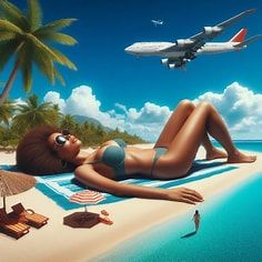 Colossal woman sunbathing