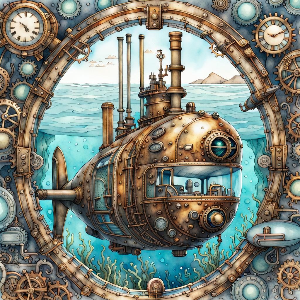 steampunk submarine - AI Generated Artwork - NightCafe Creator