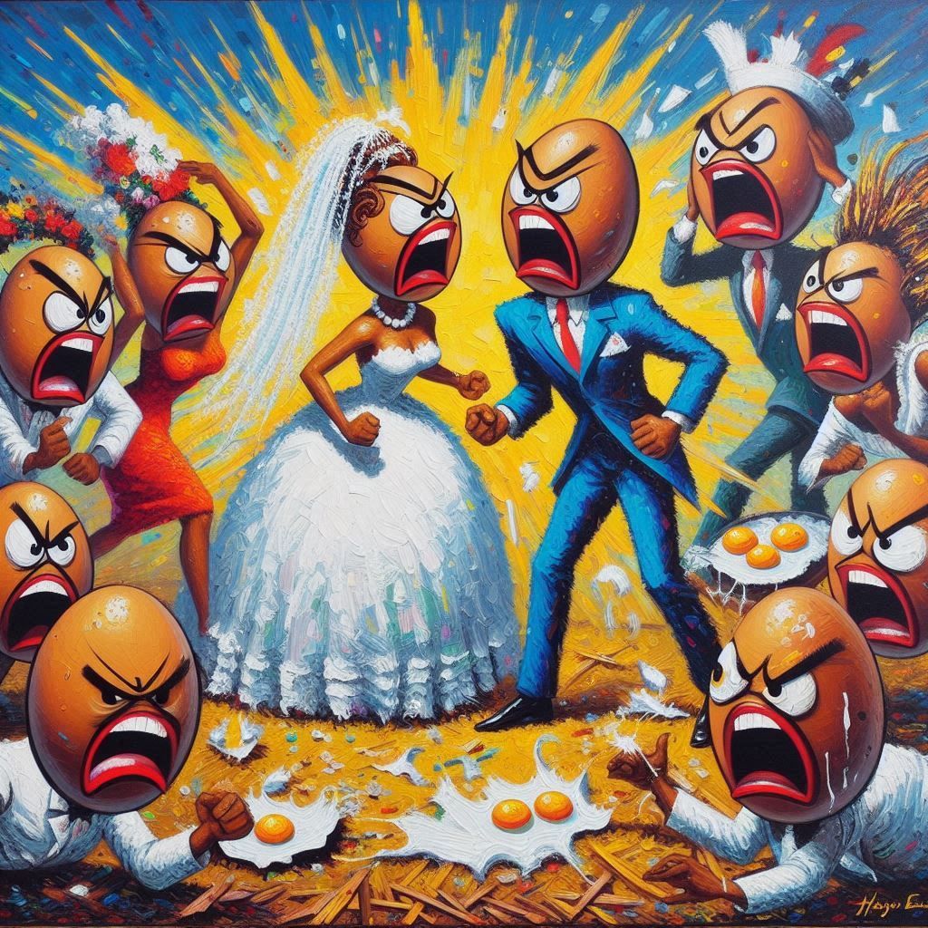 We were both upset because our wedding meal was eggs.