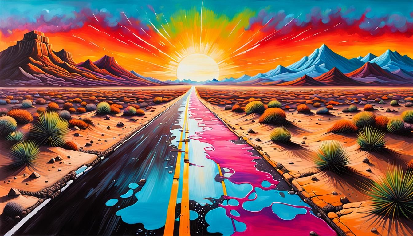 A masterpiece, the best quality. The desert, the dawn, the r...