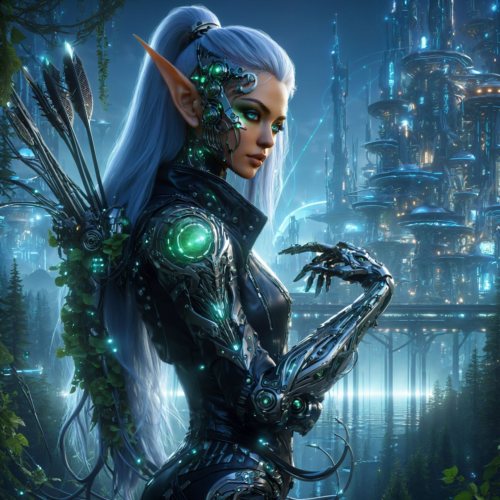 Fantasy cyberpunk: Cyborg elfess