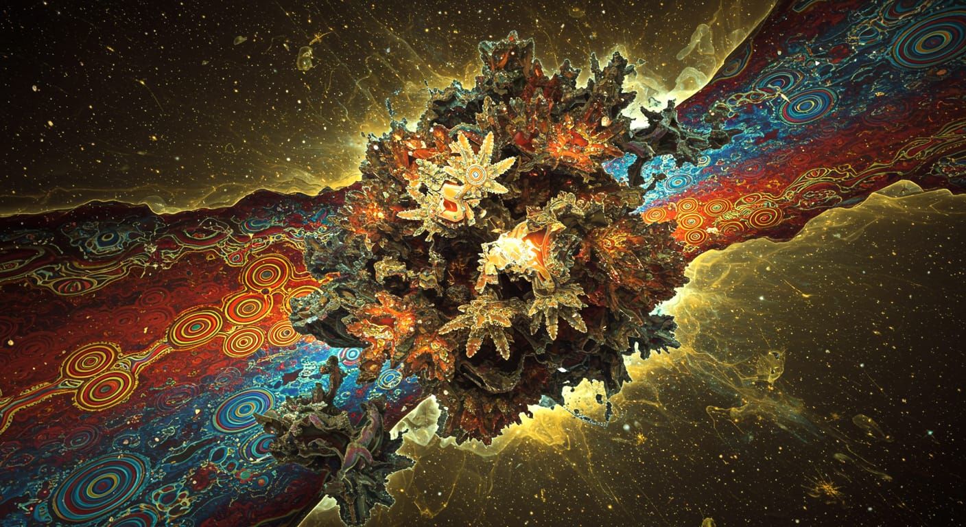 Star Cluster Batik on Linen