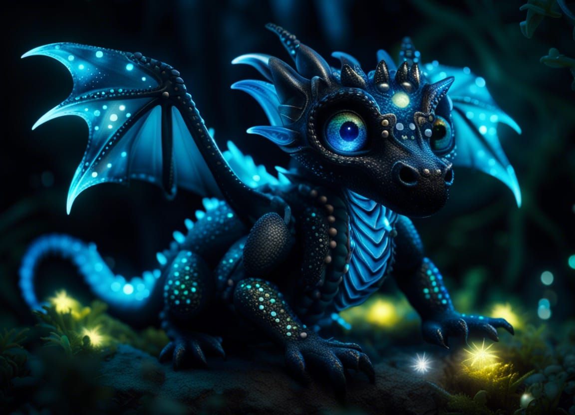 Baby Glow-in-the-Dark Dragon - AI Generated Artwork - NightCafe Creator