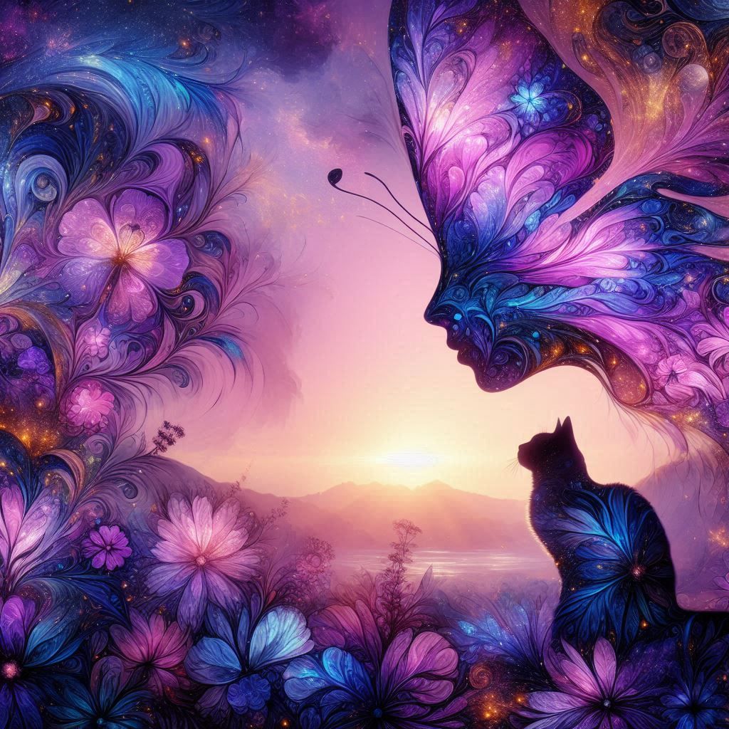 Butterfly and cat