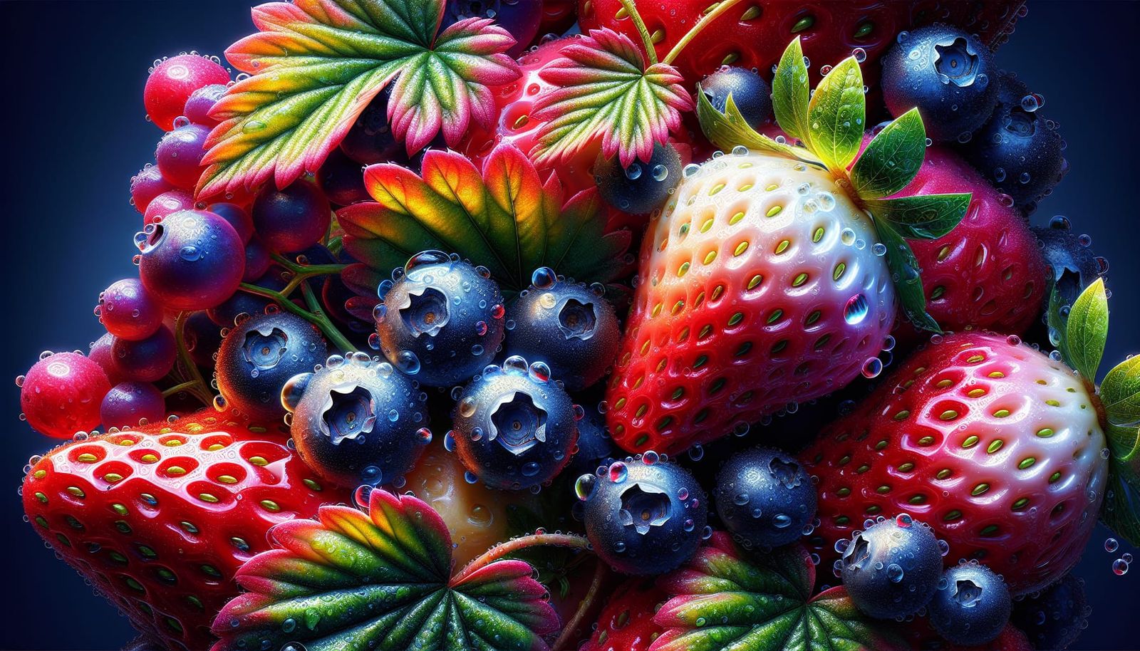 Prompt: Hyperrealism, extreme macro close-up photo of strawberries ...