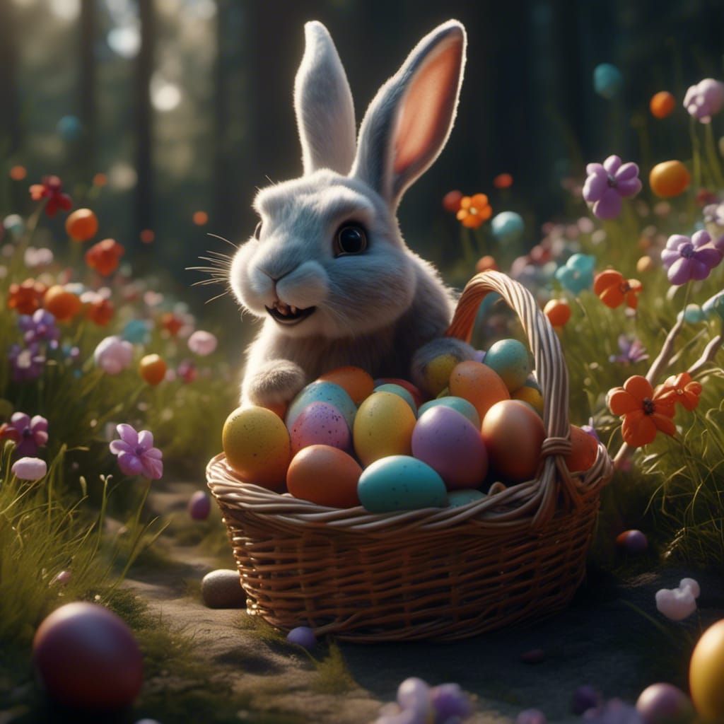 Un lapin de Pâques terrifiant, de <lora:Kyoot:1.0> le sang d...