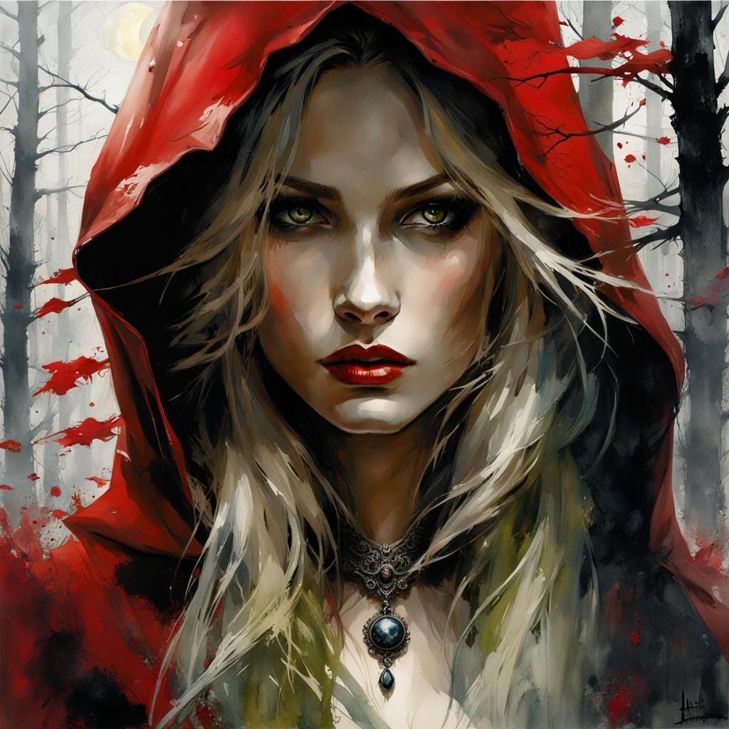 Dark Red riding hood - AI Generated Artwork - NightCafe Creator