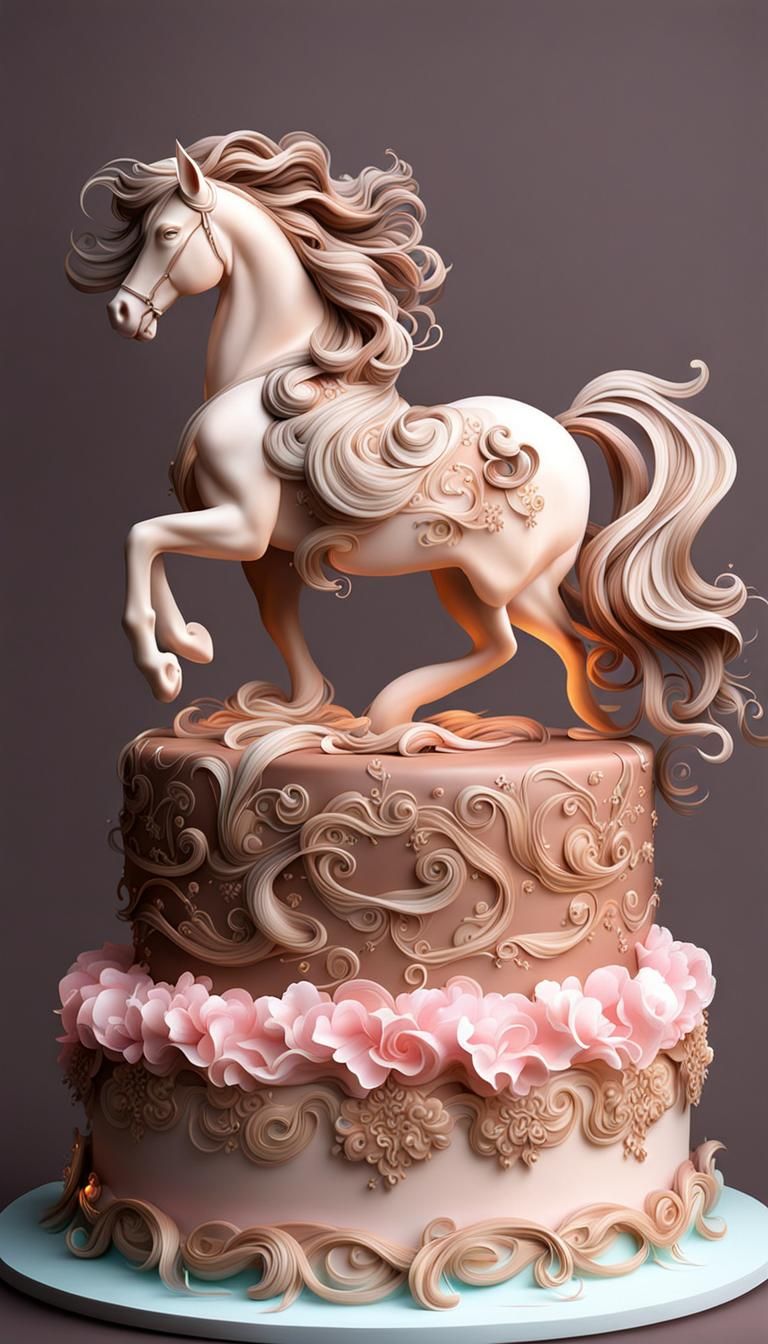 Rococo chocolate pony cake  by @Mapleaf100color