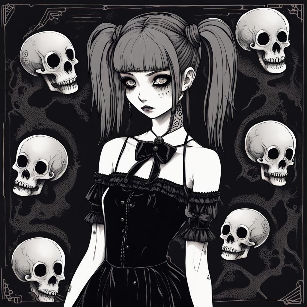 creepy goth girl - AI Generated Artwork - NightCafe Creator