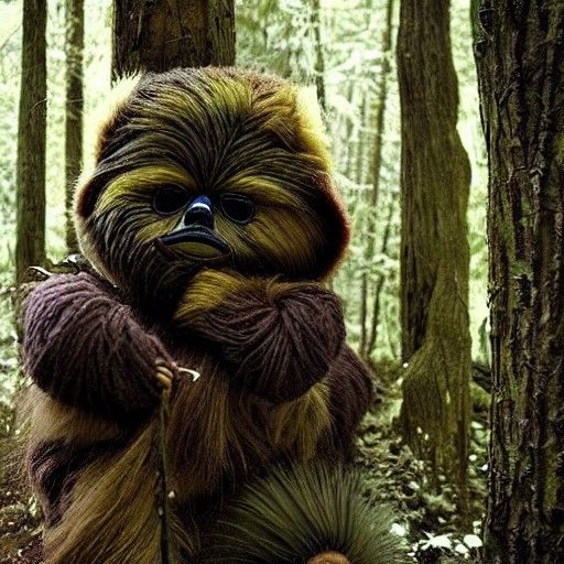 Ewok in the Forest looking Sinister