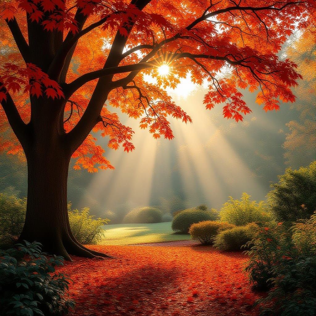 Misty Autumn Morning in Wilderness Garden