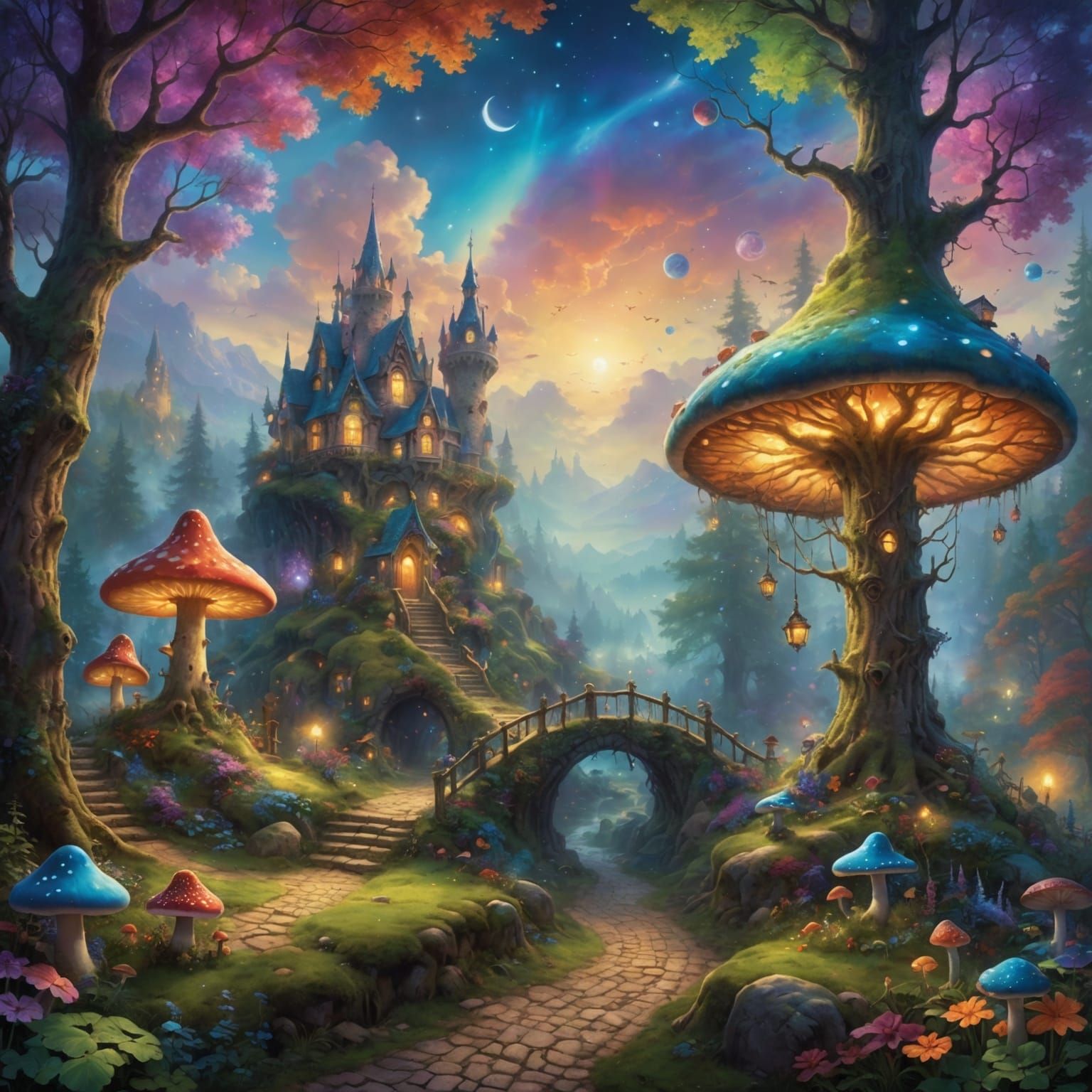 Enchanted Forest: A Mystical Landscape in Vivid Colors