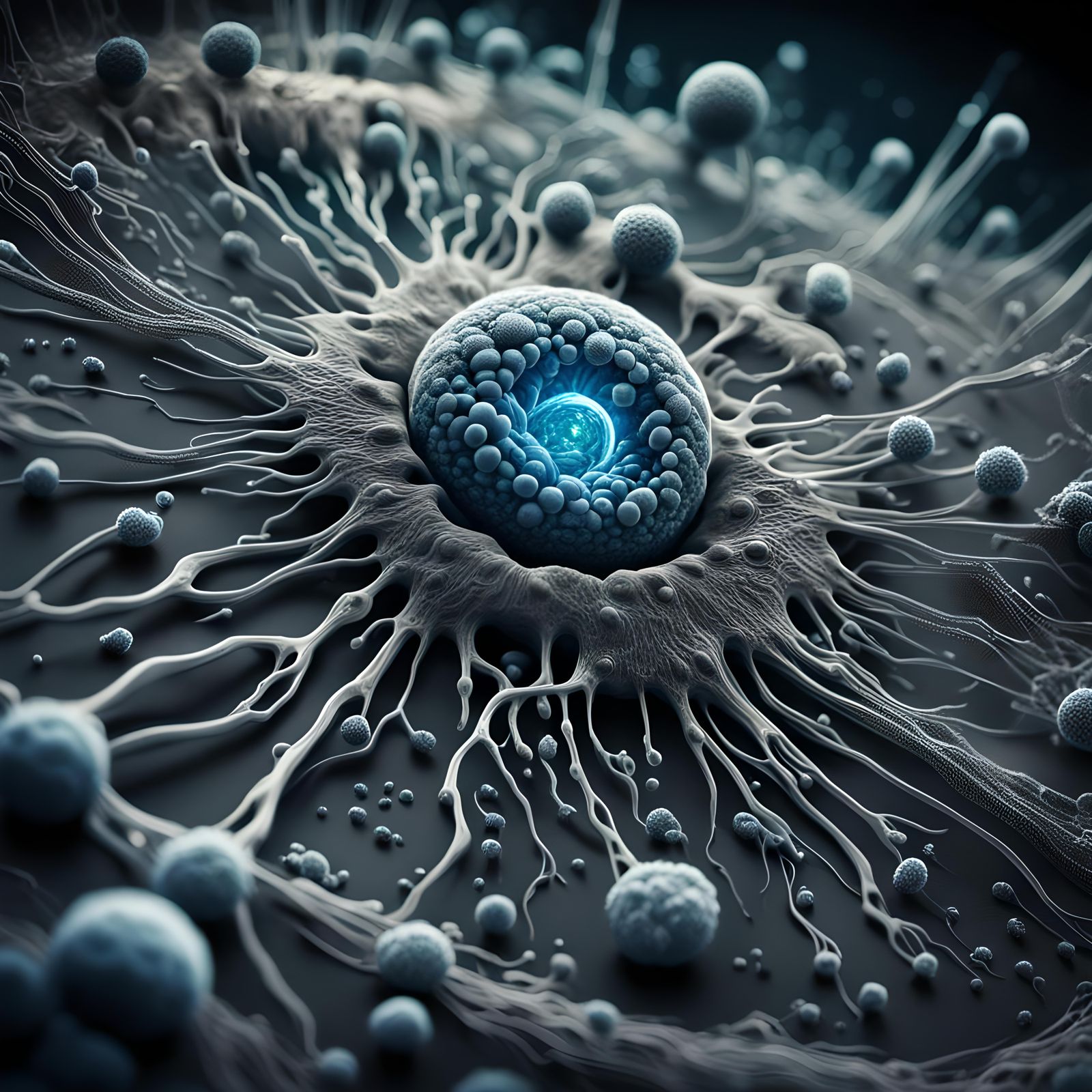 Electron microscopes view of a living cell.