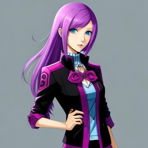 Girl with Fuchsia Hair in Persona 3 Style