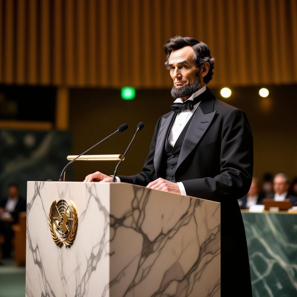 Abraham Lincoln addresses the UN Assembly about the state of today's world  by @Frederick