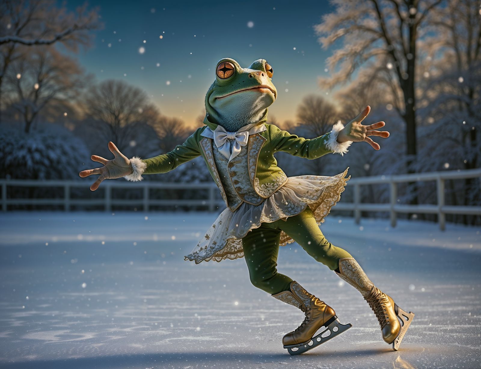 Anthro Frog Ice Skating Ballet