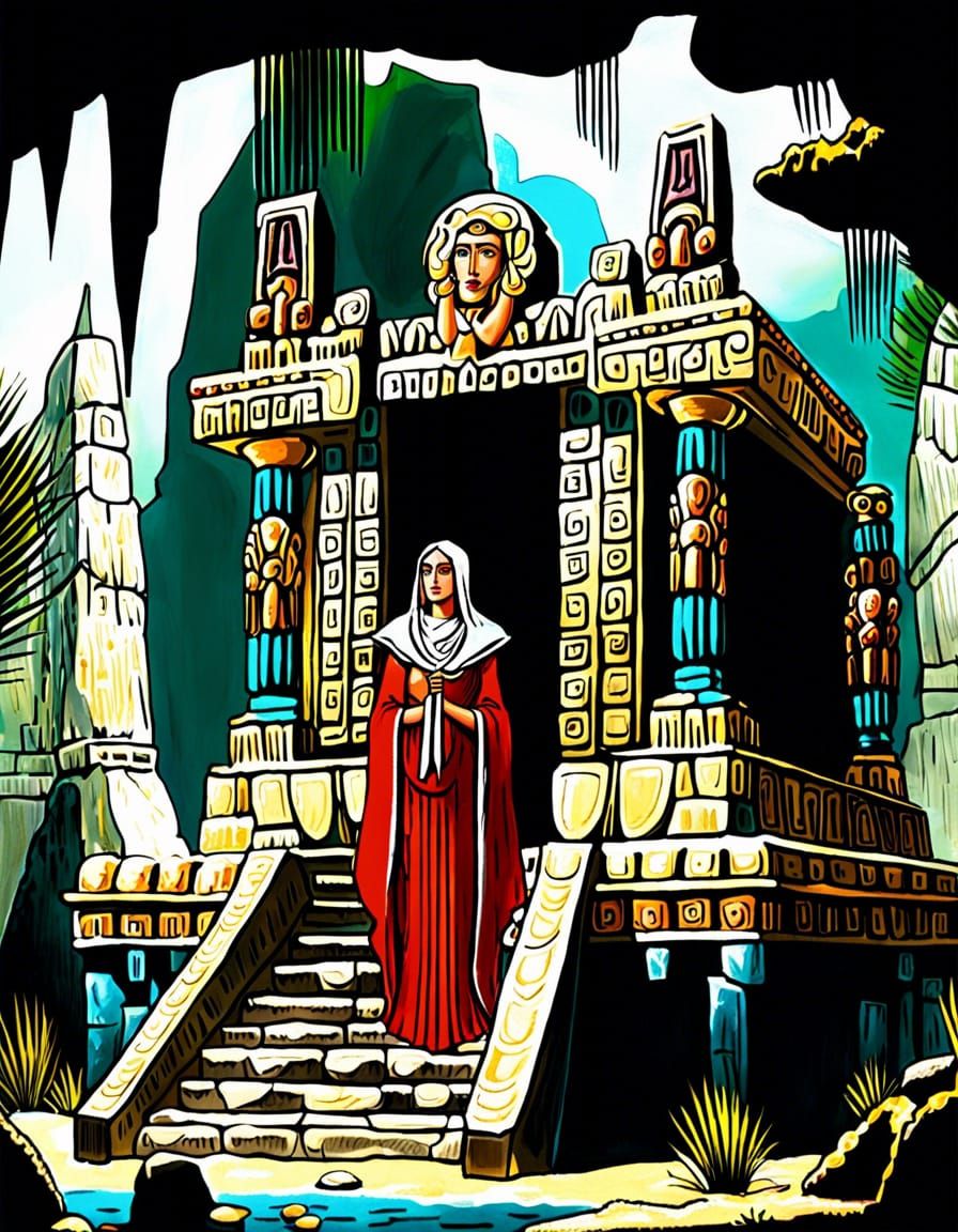 a neophyte priestess prepares herself to enter the inner cen...