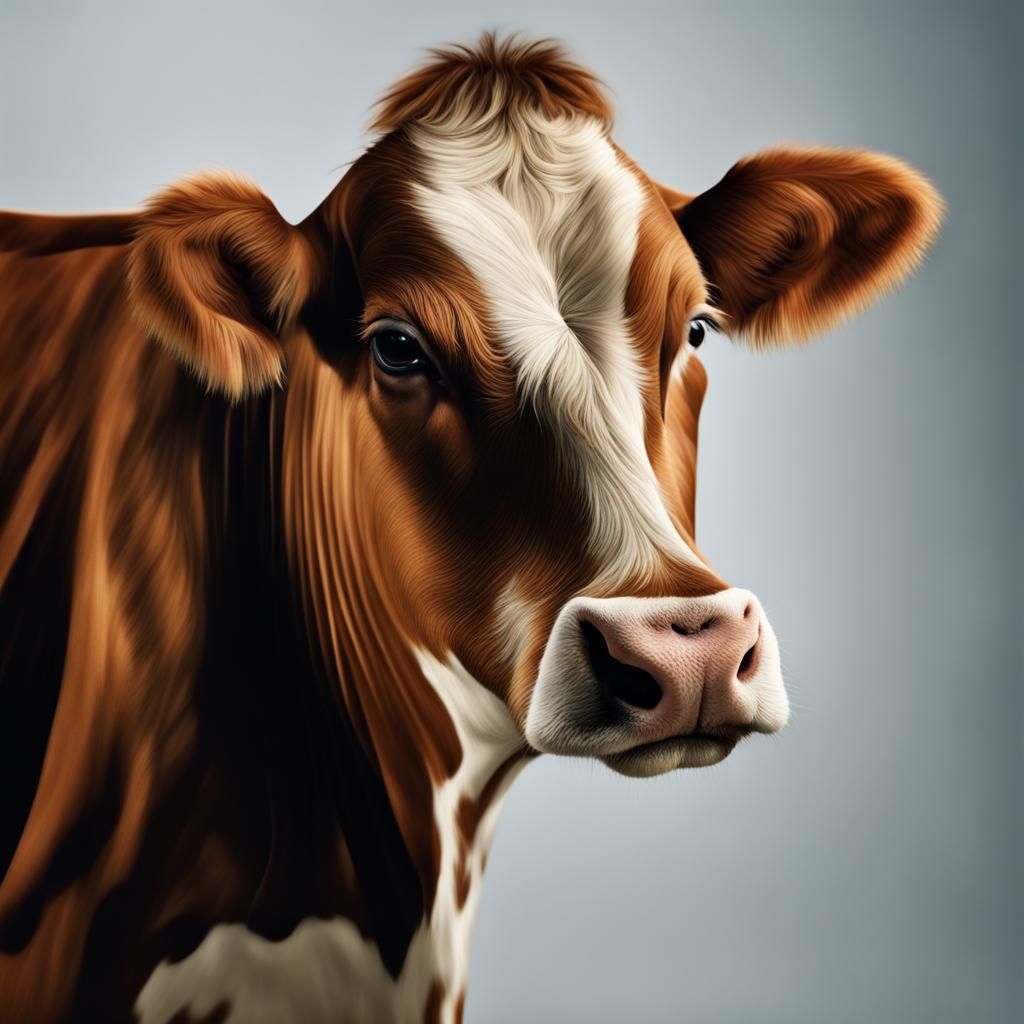 An adorable cow with lined with black