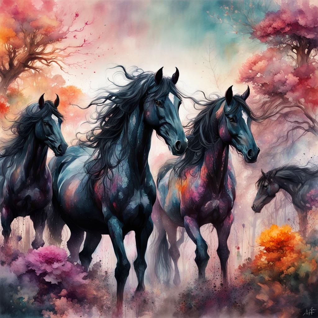 Horses - AI Generated Artwork - NightCafe Creator