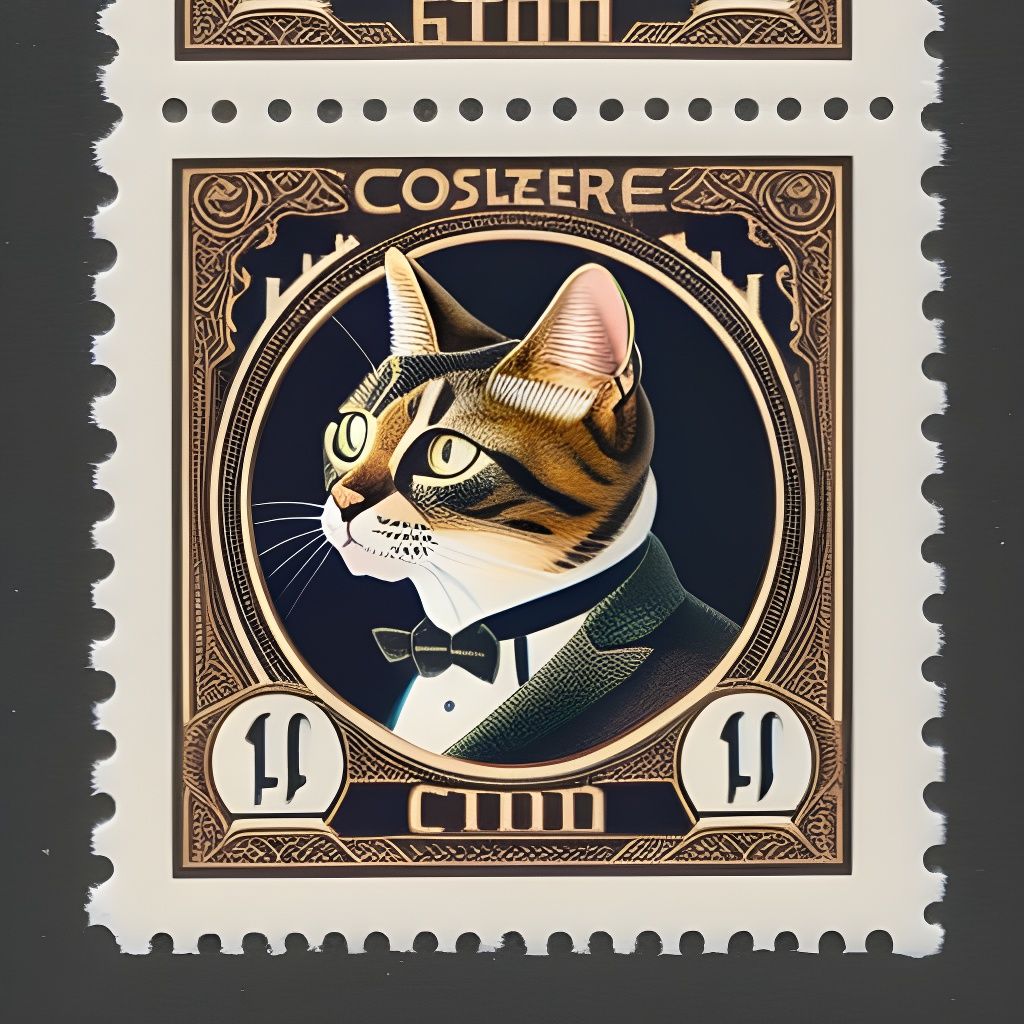 Vintage postage stamp with an elegant cat  by @shurupovertman