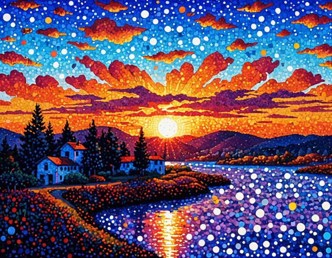 Pointillism sunrise  by @Isaac