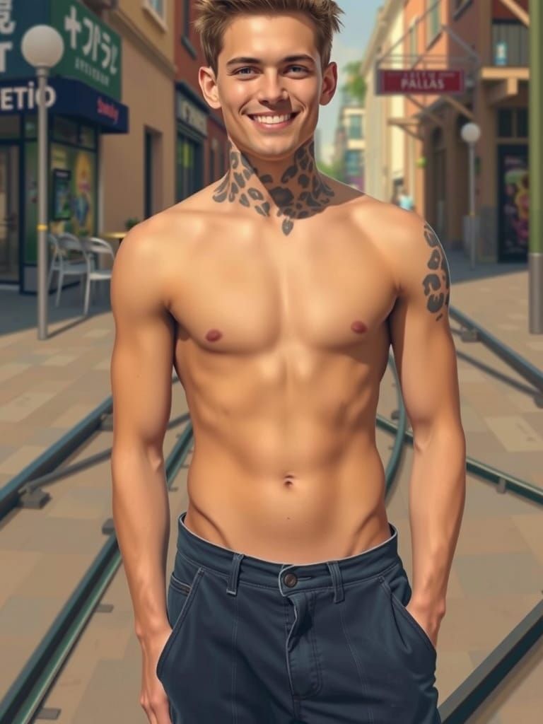 Edward really regrets his new leopard print tattoo. He smiles for the camera, but inside he's in such turmoil at what he's just done...