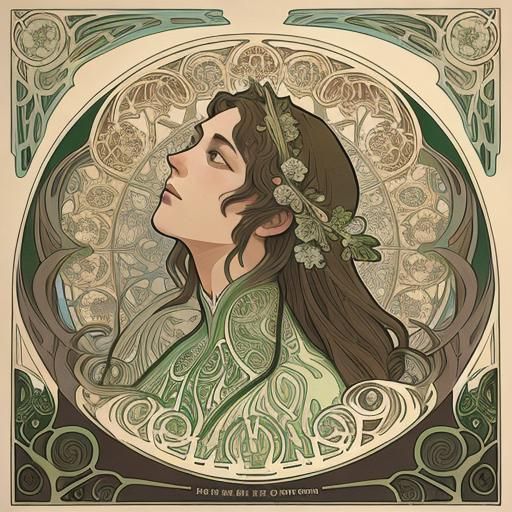 Art Nouveau style a very detailed paper cut of a vibrant abs...